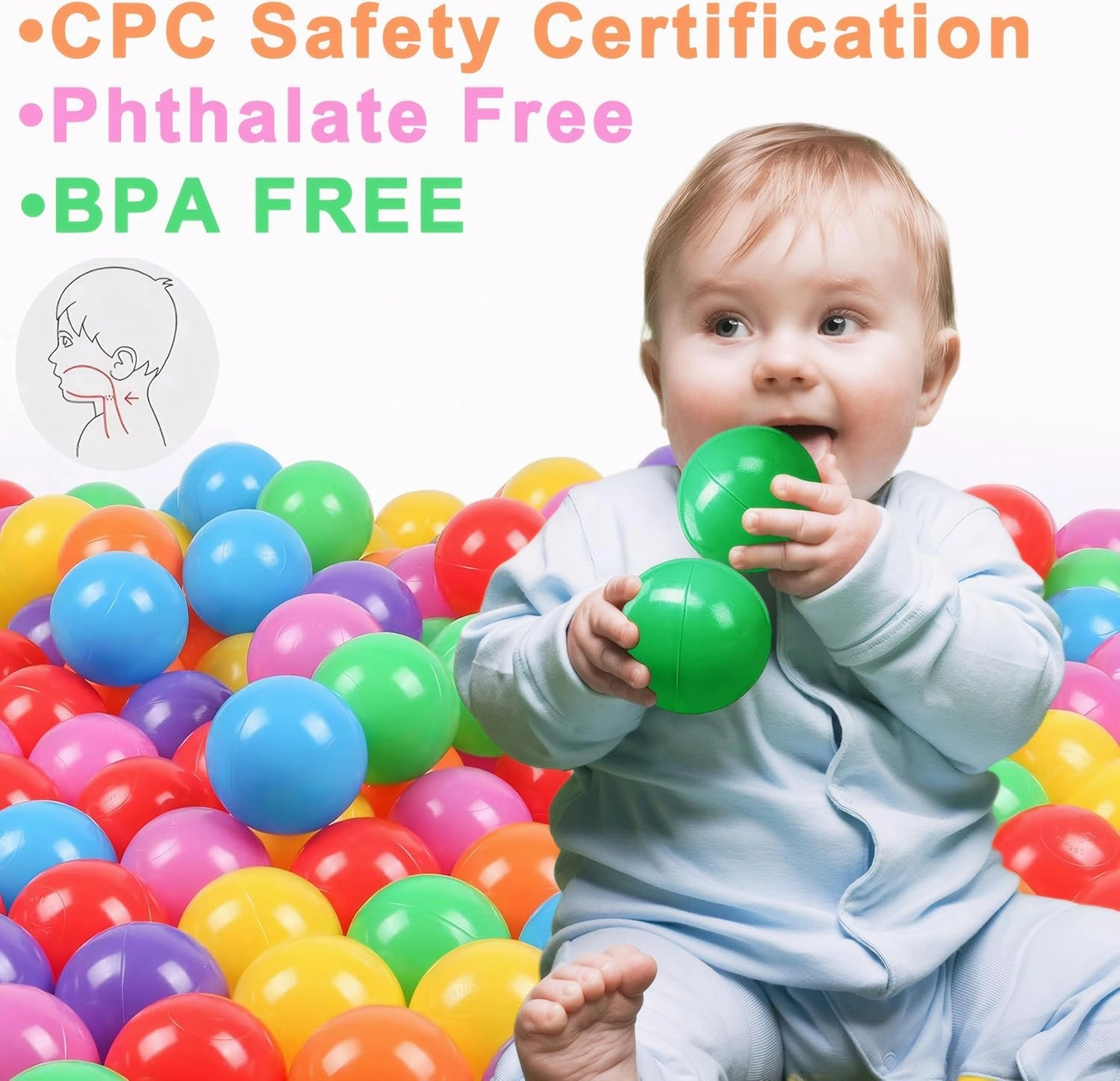 Kids Ball Pit Balls 500/1000 Count, 2.2inch Children Crush Proproof Plastic Balls for Ball Pit with 3 Bright Colors