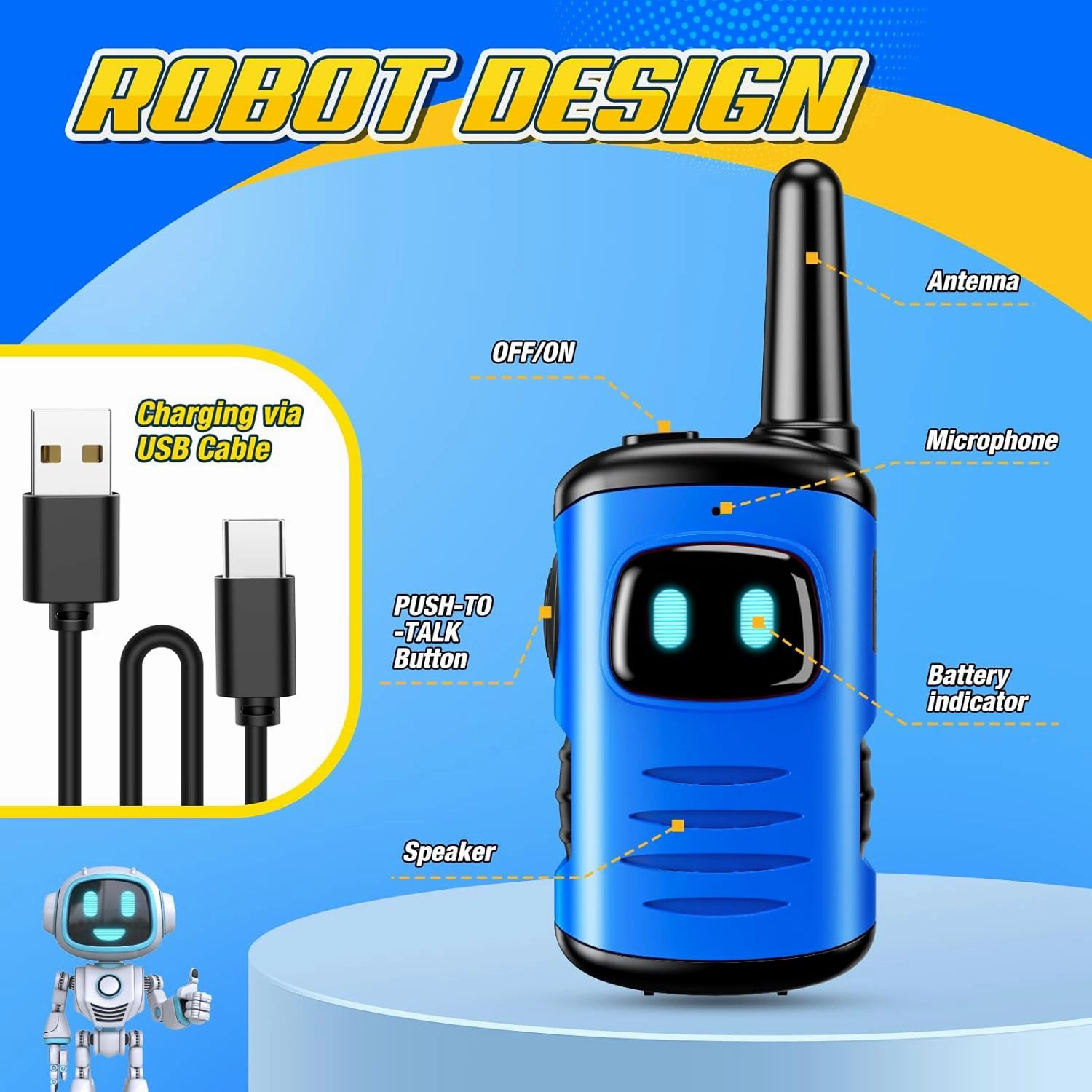 Kids Walkies Talkies Toys Rechargeable: 2 Pack Walkie Talkies for Kids Birthday Gifts for 3 4 5 6 7 8 Year Old Boys Girls Toys Age 3-8 Year Old Boy Girl 2 Way Radio Camping