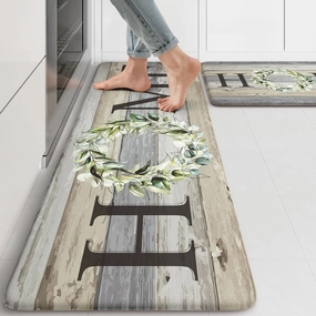 KIMODE Kitchen Mats for Floor 17"x47" 17"x29", Farmhouse Kitchen Rugs Sets of 2, Anti Fatigue Mats for Kitchen Floor, Cushioned Comfort Kitchen Floor Mats for Sink, Laundry, Desk Grey