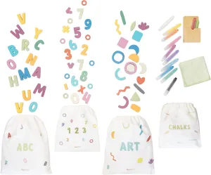 Kindnest Magnetic Nest Kit: ABC Magnets, Magnetic Letters and Numbers, Chalk for Kids, Dustless Chalk Set for Toddlers, Alphabet Refrigerator Magnets, Magnetic Eraser, and Storage Bag