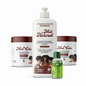Kit: 2 Mel Cola Hydrating Curl Definers, 1 Natural Honey Activator & 1 Rosemary Hair Oil - Perfect for Hydrated, Defined Curls and Healthy Shine