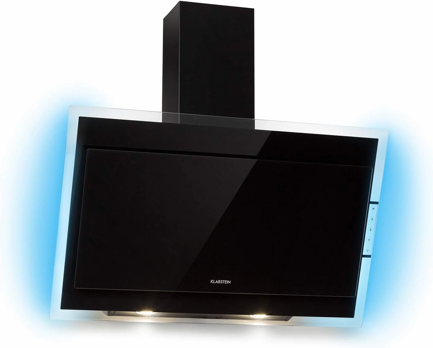 Klarstein Mirage 90 Black Edition Wall Mounted Cooker Hood with Free Head, 90 cm, Extractor Flow Rate: 550 m3/h, Energy Class A  , Touchpad, RGB Light, Black