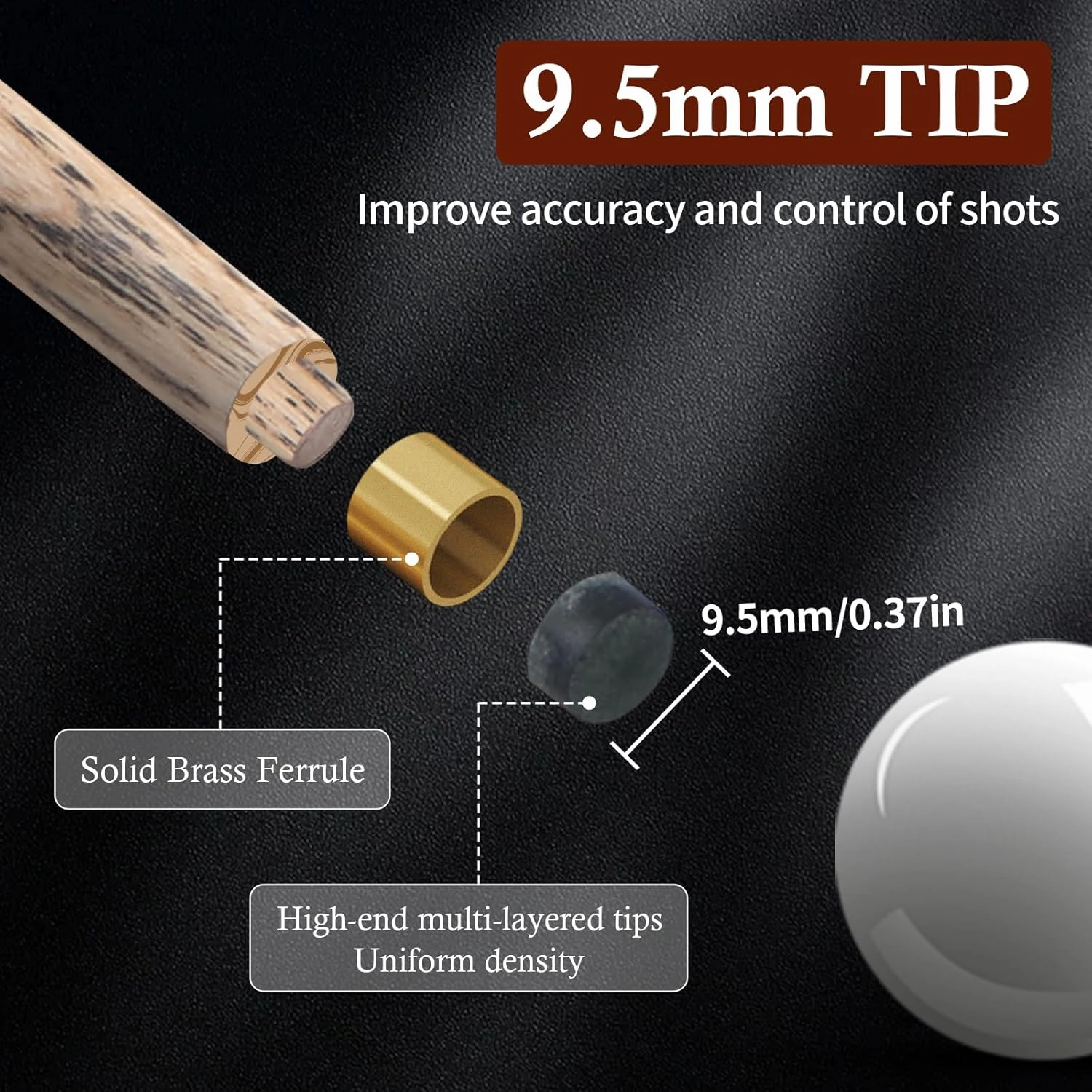 Kmise Pool Cue Set of 3-57'' Cue Stick with 9.5mm Pro Tip, Handcraft, Made of Maras, Black Walnut, and Chacate Preto Wood, Bar or House Use for Men or Women, Pool Sticks for Adults