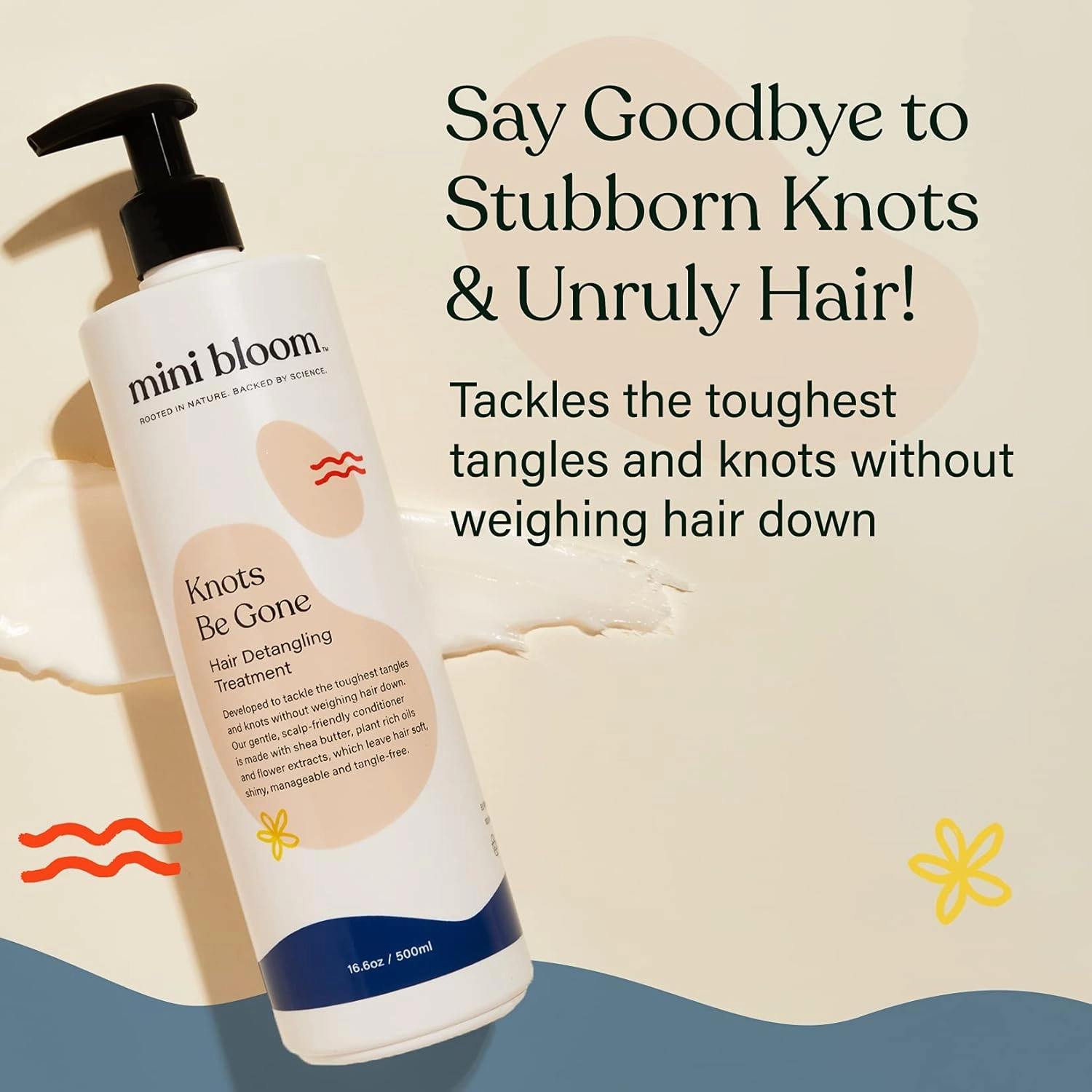 Knots Be Gone Detangling Conditioner Treatment | Detangler Baby & Kid Safe | Made w/Shea Butter, Plant Rich Oils & Flower Extracts | Leaves Hair Soft, Shiny, Manageable Tangle-free 16.6oz