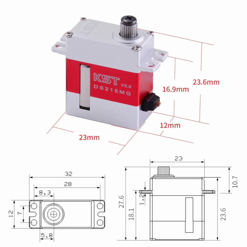 KST DS215MG V8.0 Metal Gear Digital Servo For RC Helicopter
