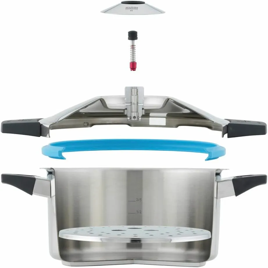 Kuhn Rikon DUROMATIC® Pressure Cooker 8.75” 6.3 qt family of 4 with side handles to save space