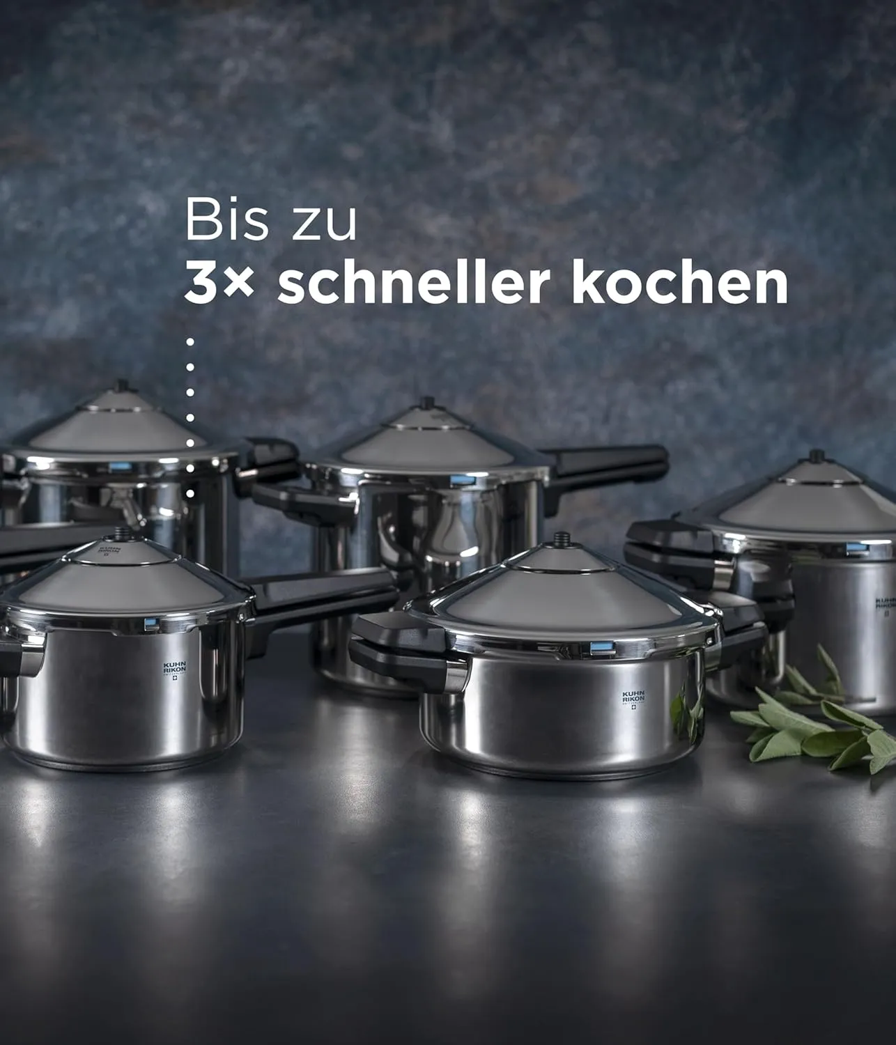 Kuhn Rikon DUROMATIC® Pressure Cooker 8.75” 6.3 qt family of 4 with side handles to save space