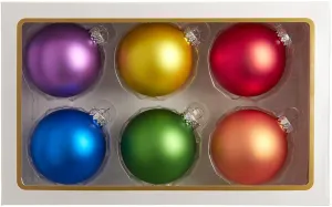 Kurt Adler 80MM Glass Matte Pride 6-Piece Ball Ornament Set