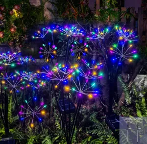 Kwaiffeo Solar Garden Lights Outdoor Waterproof Decorative Solar Lights for Outside 2 Pack with120 LED Swaying Fairy Firework Light Yard Garden Decor, Gifts for Mother's Day Mom Grandma Women