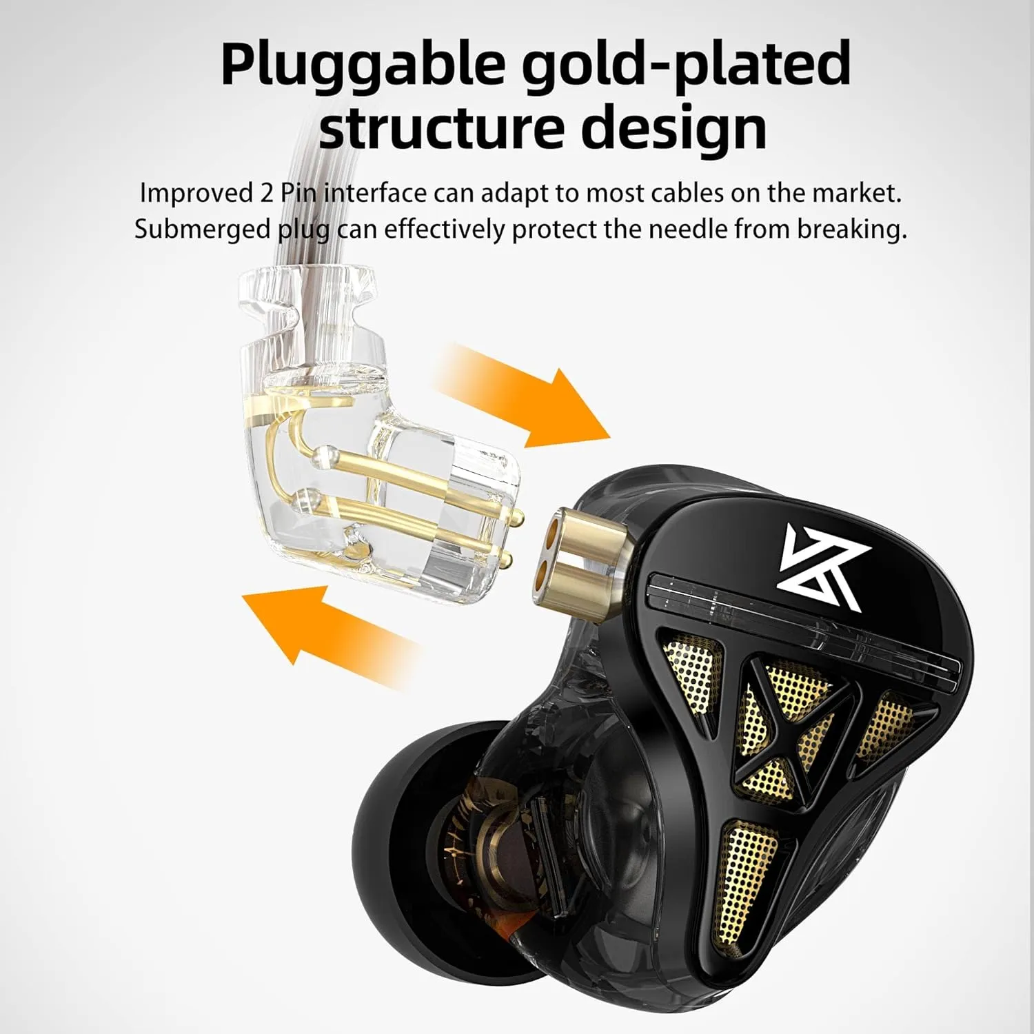 KZ DQS Dynamic Driver Semi-Open HiFi Sound in-Ear Headphones/Earphones/Earbuds, KZ Extra Bassy Drummer in Ear Monitor Headset (Black, Without Mic)