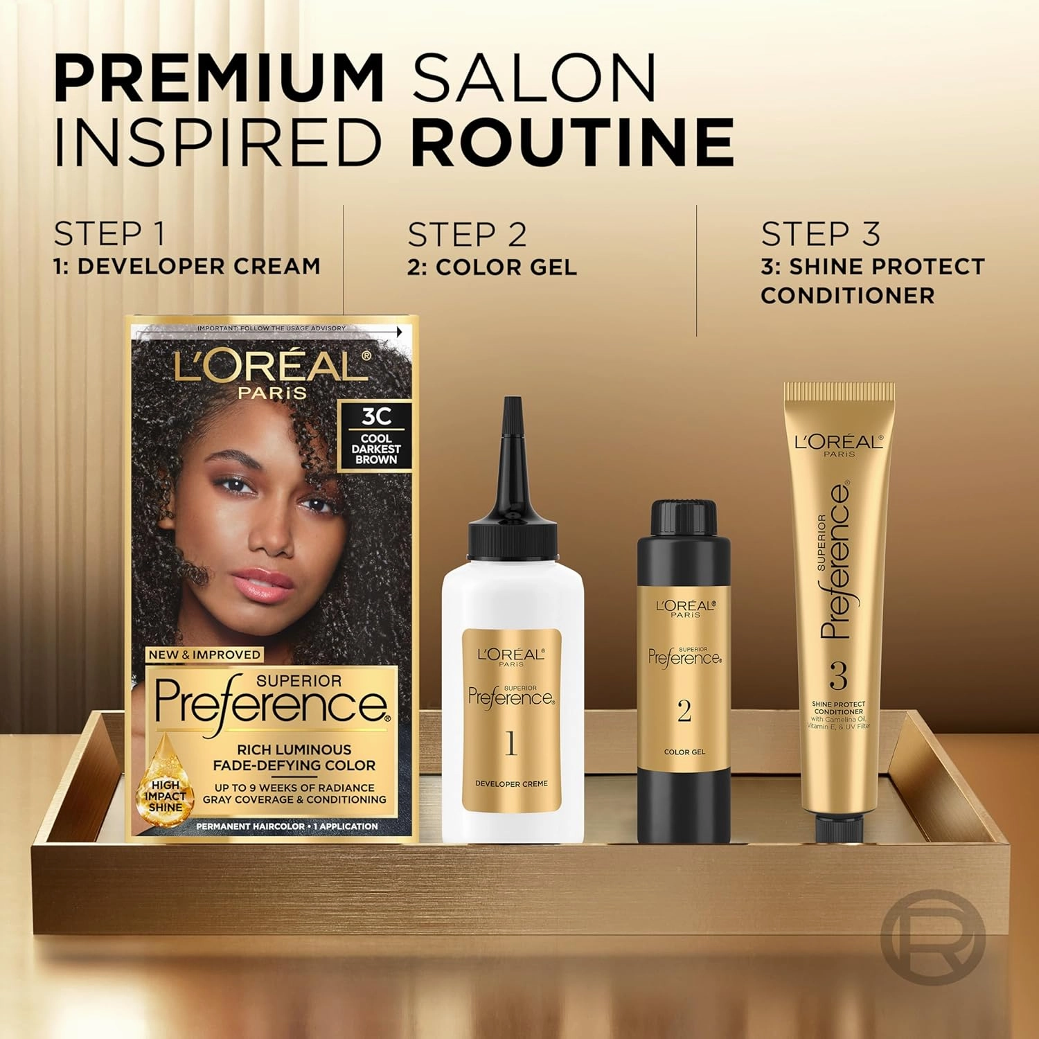 L'Oreal Paris Superior Preference Luminous Fade-Defying Permanent Hair Color, Hair Dye For Up to 9 Weeks of Radiance, Lightest Golden Brown 6.5G, 1 Hair Dye Kit (Pack of 2)