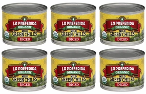 La Preferida Organic Green Chiles, Mild-Diced, 4 oz (Pack - 6)