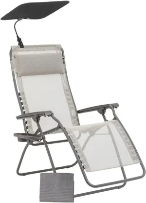 LAFUMA Zen Edition Adjustable Relaxation Chair, Batyline Iso Fabric, Multi-Position Armchair with Cup Holder, Sunshade and Protective Cover, Seigle