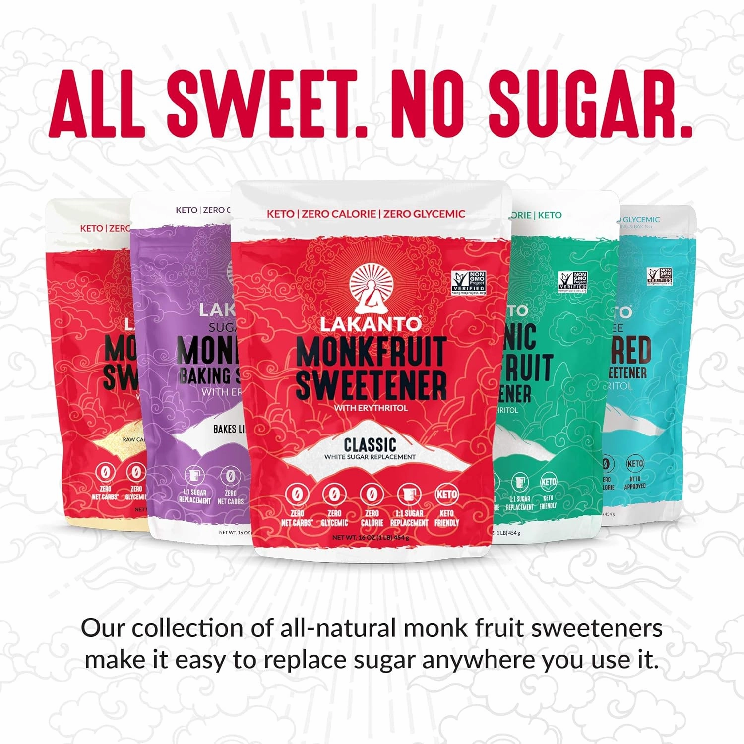 Lakanto Monk Fruit Sweetener With Erythritol, White Sugar Substitute From Monk Fruit Extract, Classic White Sugar Replacement for Baking, Coffee & Tea, Gluten Free, Low Carb, Non GMO, Keto, 3 LB Bag