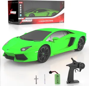 Lamborghini Remote Control Car, 1:12 Scale Official Licensed Lamborghini Toy Car, 2.4Ghz Lambo RC Drift Car Toys for Boys Age 8-12 Year Old Adults Birthday Gift Ideas, Drift Race Cars (Green)