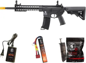 Lancer Tactical Gen 3 Programmable Trigger 10'' Keymod Lightweight Durable Polymer M4 Airsoft AEG with Lipo Battery & Charger (ETU & MOSFET Included)