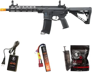 Lancer Tactical Gen 3 Programmable Trigger Hellion MLOCK 10" Delta Stock Lightweight Durable Polymer M4 Airsoft AEG w/Lipo Battery & Charger (ETU & MOSFET Included)