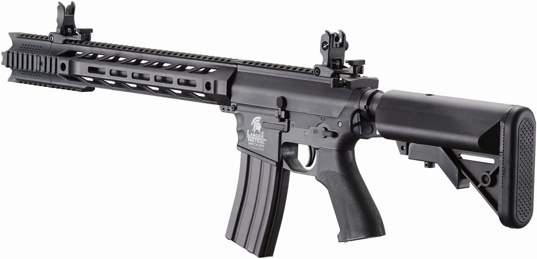 Lancer Tactical Gen 2 Durable Airsoft M4 SPR Interceptor AEG Polymer- Full/Semi-Auto, 1000 Rounds Bag of 0.20g BBS, Battery& Charger Included