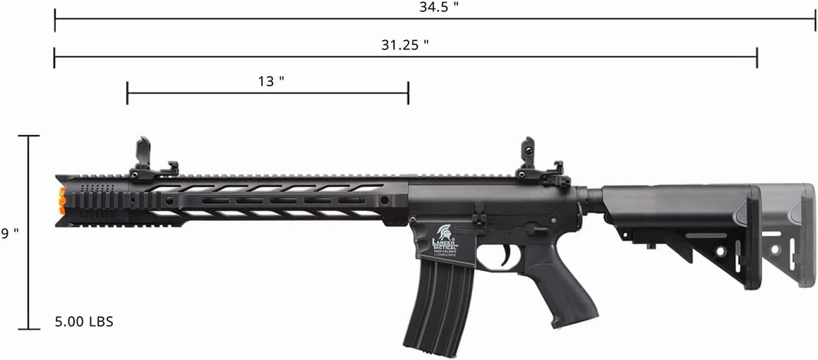 Lancer Tactical Gen 2 Durable Airsoft M4 SPR Interceptor AEG Polymer- Full/Semi-Auto, 1000 Rounds Bag of 0.20g BBS, Battery& Charger Included