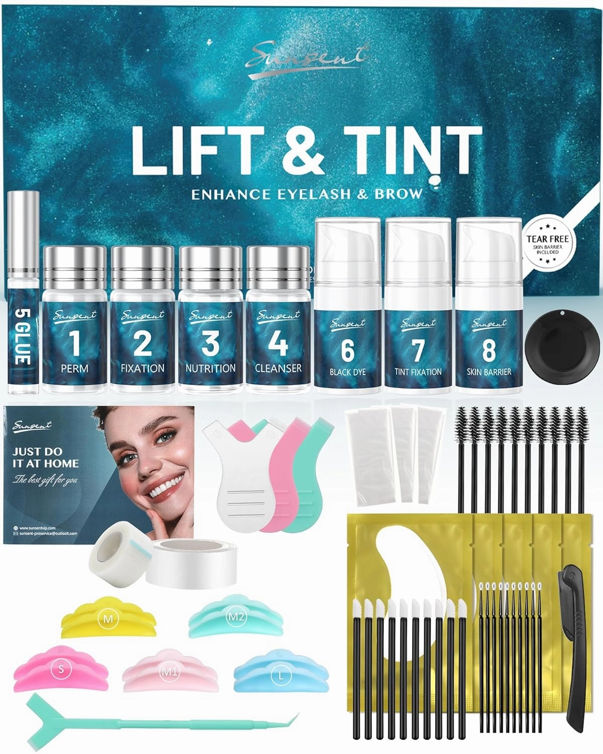 Lash Lift Kit 4 in 1 | Black, KERATIN Brow Lamination Kit Eyelash Lift Kit For Beginner, Instant Eyelash and Eyebrow Quick Perm Lift For Eyelash Growth 12-weeks Long Lasting for Salon,Home Use