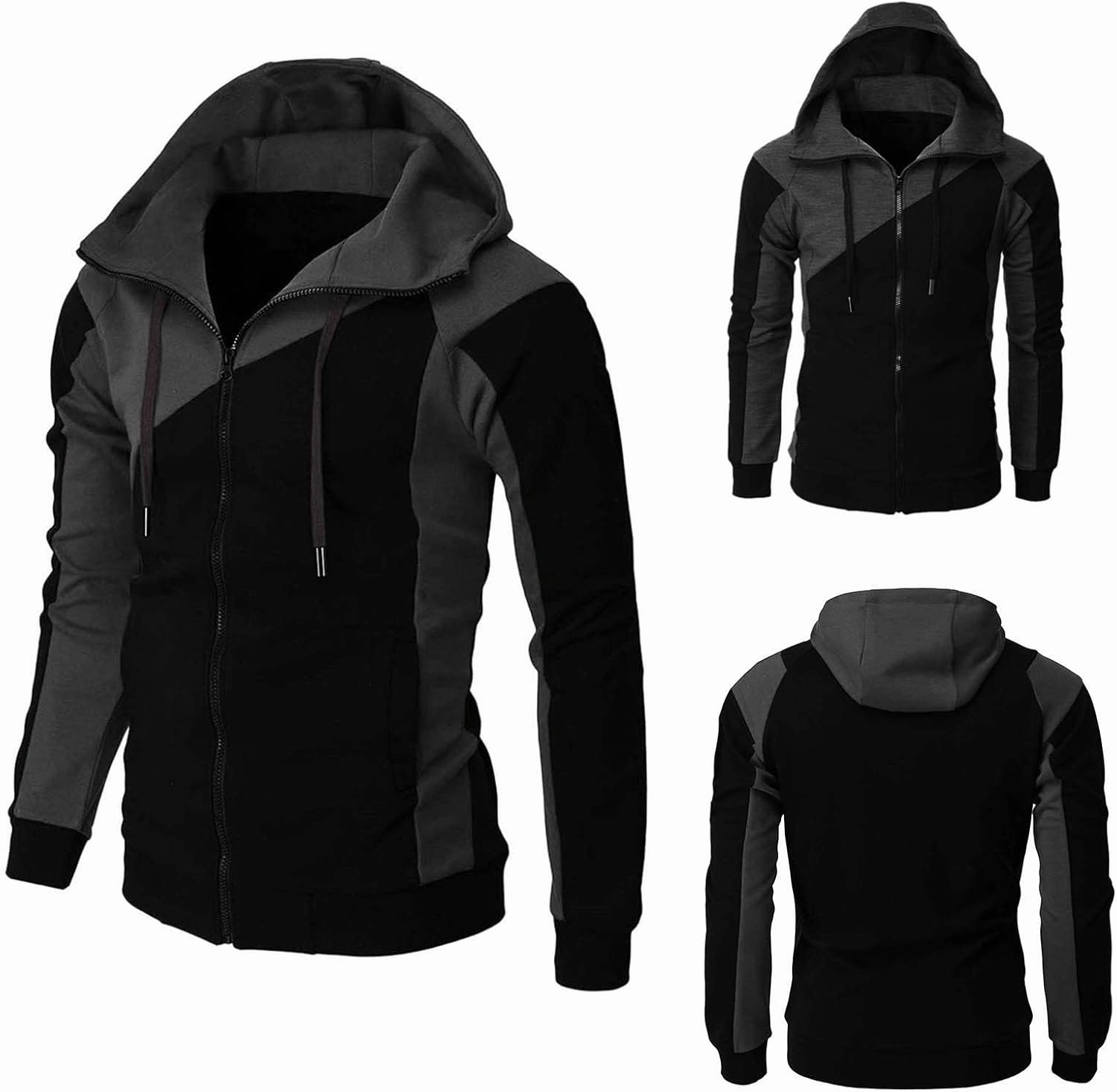 LCMTWX Hoodies for Men Winter Casual Loose Solid Hooded Sweater Top Men's Hooded Fleece Sweatshirt Heavyweight Fleece
