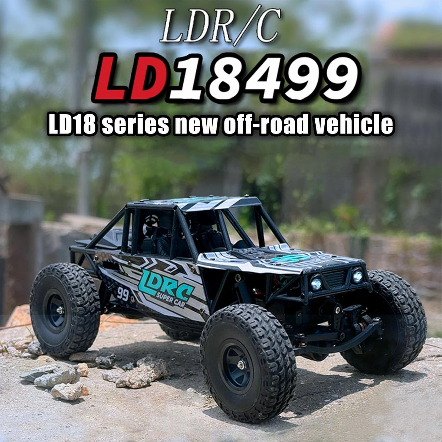 LD18499 RC Climbing Car 1/18 Full Proportion Rc Offroad 4x4 Crawler Pipe Rack Vehicle Cars Model RTR (Blue)