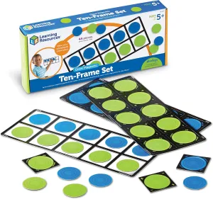 Learning Resources Giant Magnetic Ten Frame Set, Set of 4, Ages 5 , Classroom Math Set, Magnetic Whiteboard Set, Classroom Demonstration