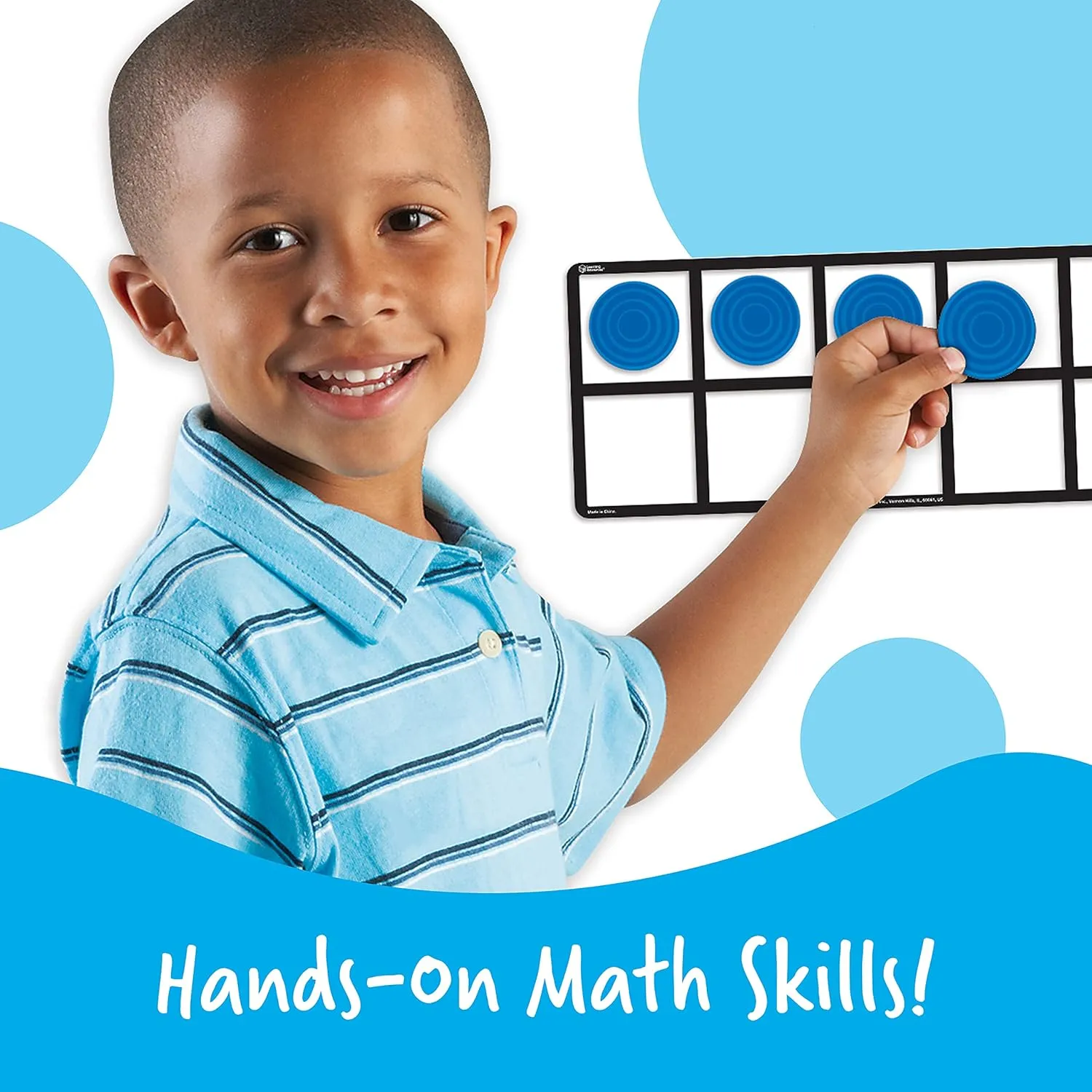 Learning Resources Giant Magnetic Ten Frame Set, Set of 4, Ages 5 , Classroom Math Set, Magnetic Whiteboard Set, Classroom Demonstration