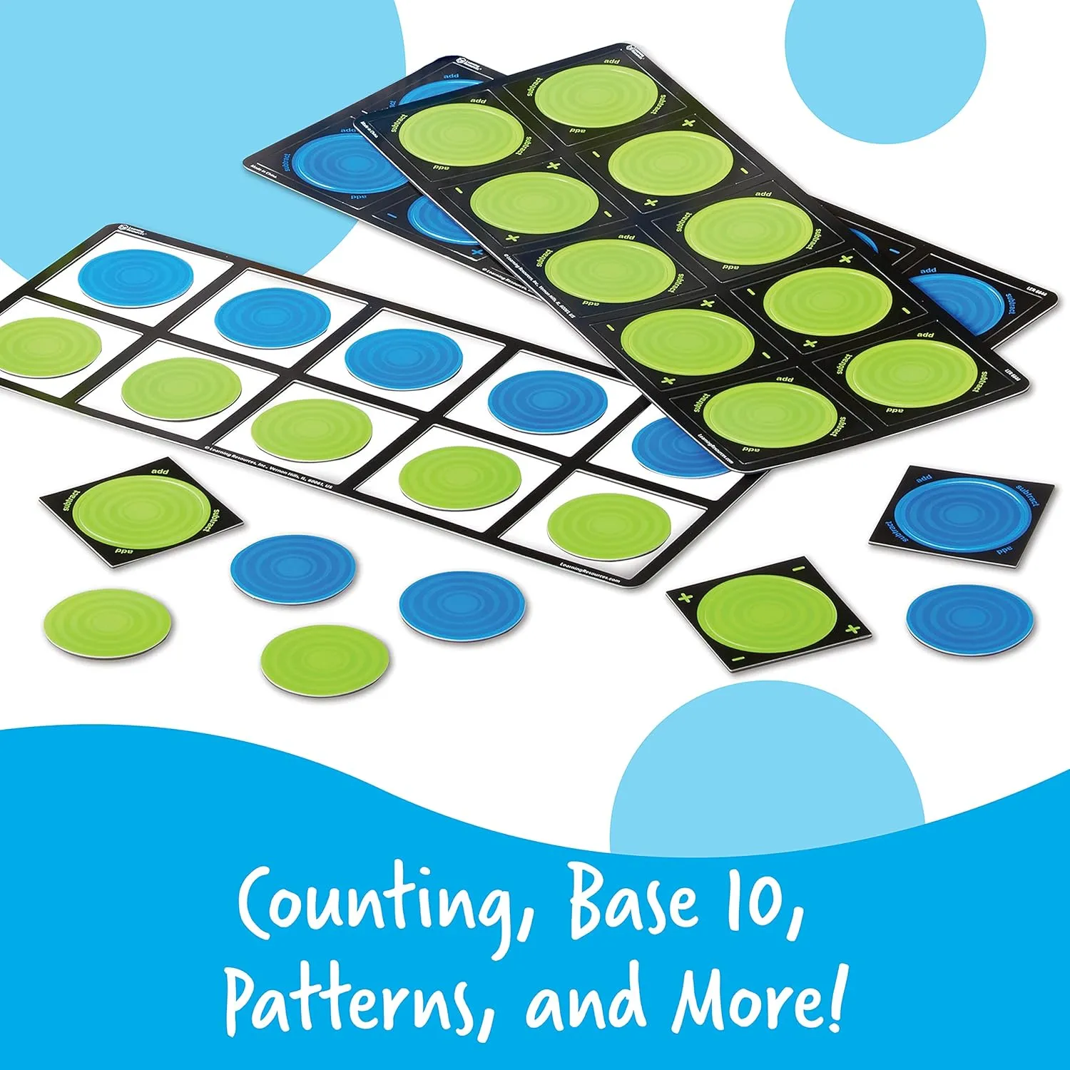Learning Resources Giant Magnetic Ten Frame Set, Set of 4, Ages 5 , Classroom Math Set, Magnetic Whiteboard Set, Classroom Demonstration