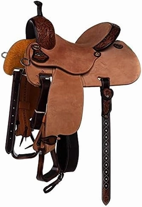 Leather Barrel Racing Western Horse Saddle Handmade Premium Horseback Comfort Riding Trail Equestrian Tooled Carved Horse Sdadles for Horse Riding Size: 10"-18" inches Seat, MOB289