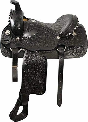 Leather Barrel Racing Western Horse Saddle Handmade Premium Horseback Comfort Riding Trail Equestrian Tooled Carved Horse Sdadles for Horse Riding Size: 10"-18" inches Seat, MOB297