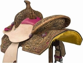 Leather Barrel Racing Western Horse Saddle Handmade Premium Horseback Comfort Riding Trail Equestrian Tooled Carved Horse Sdadles for Horse Riding Size: 10"-18" inches Seat, MOB319