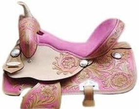 Leather Barrel Racing Western Horse Saddle Handmade Premium Horseback Comfort Riding Trail Equestrian Tooled Carved Horse Sdadles for Horse Riding Size: 10"-18" inches Seat, MOB320