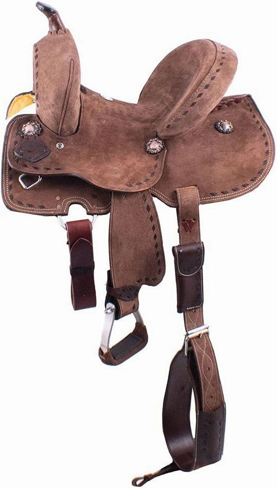 Leather Barrel Racing Western Horse Saddle Handmade Premium Horseback Comfort Riding Trail Equestrian Tooled Carved Horse Sdadles for Horse Riding Size: 10"-18" inches Seat, MOB