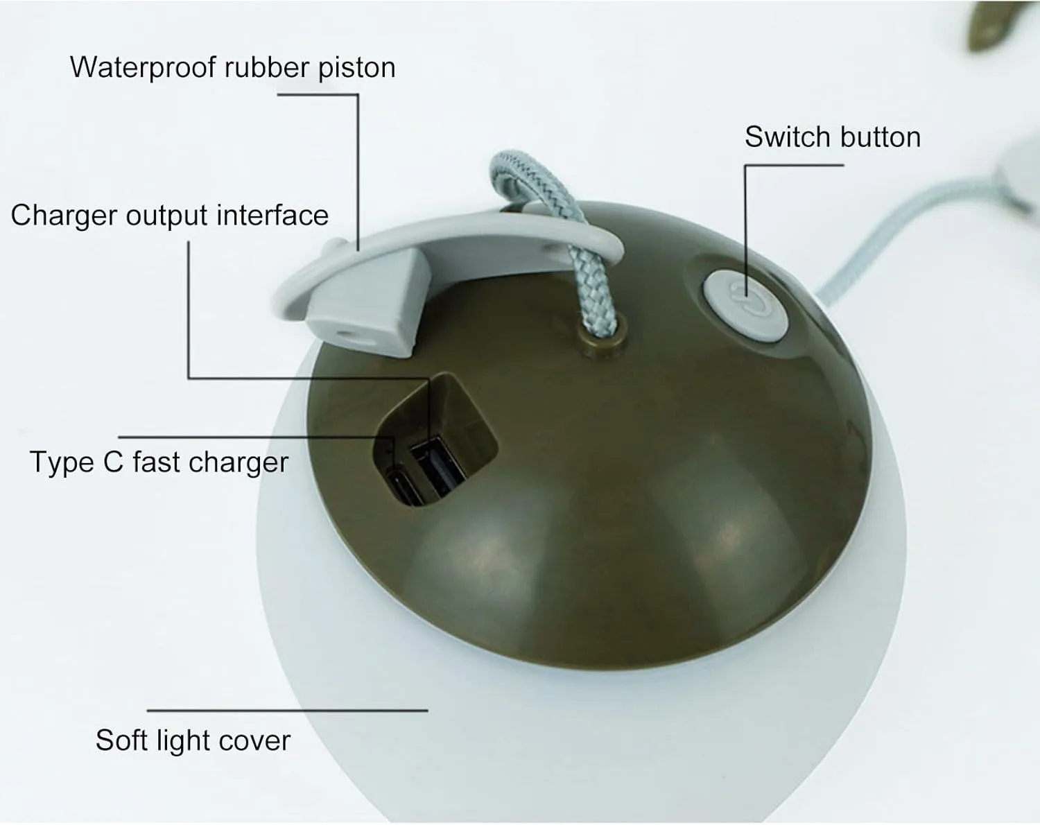LED Camping Lantern Rechargeable, IPX4 Waterproof Lantern Flashlight, Adjustment Camping Mushroom Lamp with 3600Mah Battery, Camping Tent Decorative Lamp for Outdoor(Green)