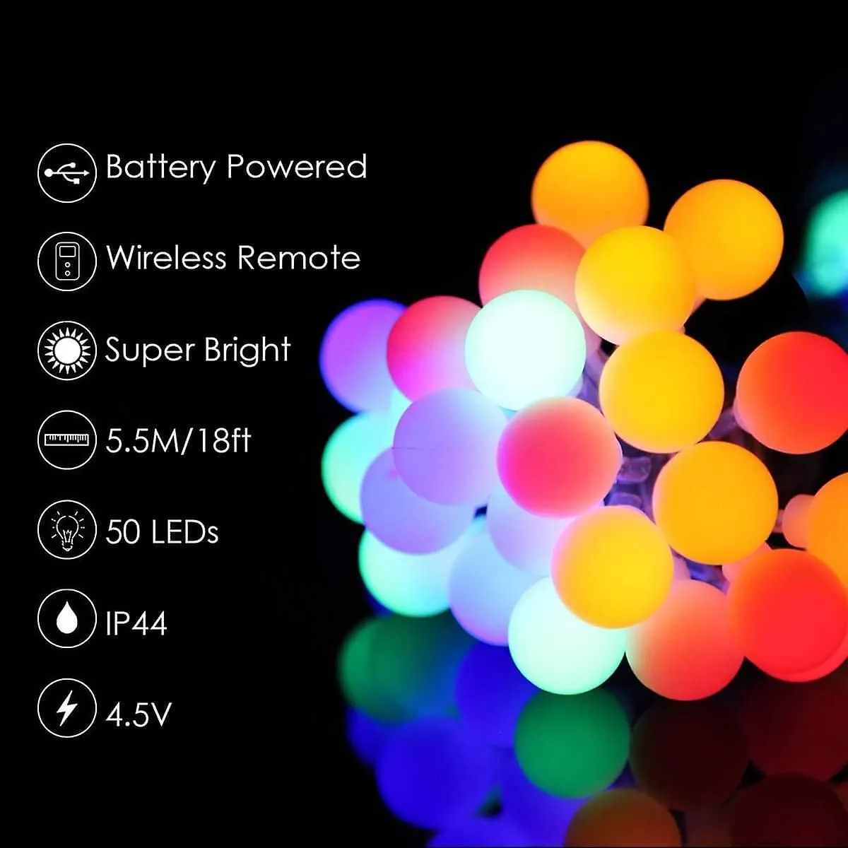 Led String Lights, 18ft 40 Led Battery Powered String Lights, 8 Modes With Remot