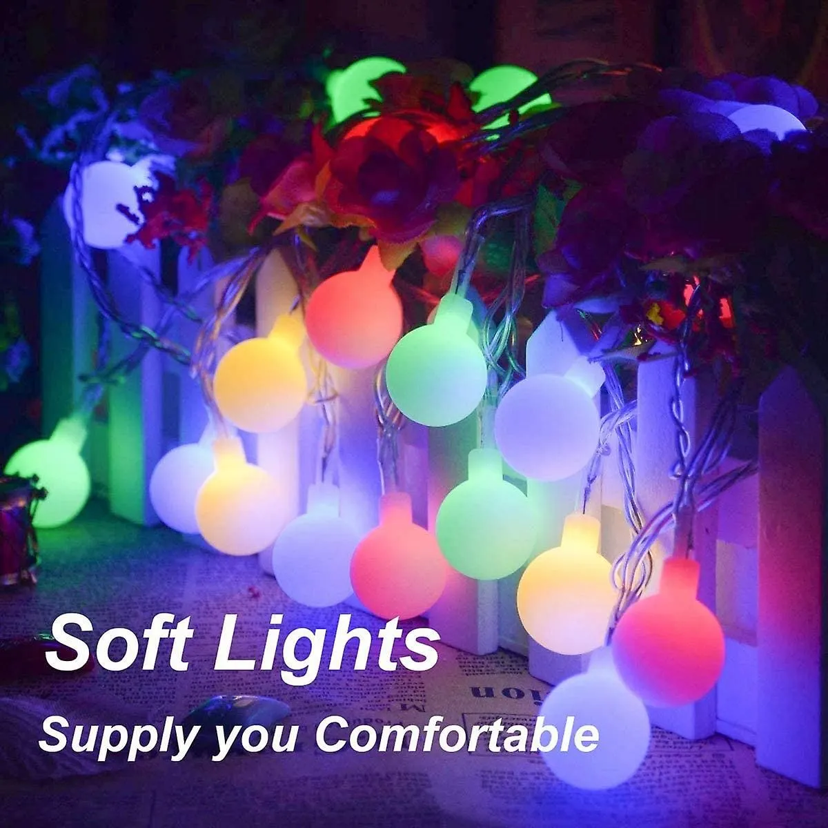 Led String Lights, 18ft 40 Led Battery Powered String Lights, 8 Modes With Remot