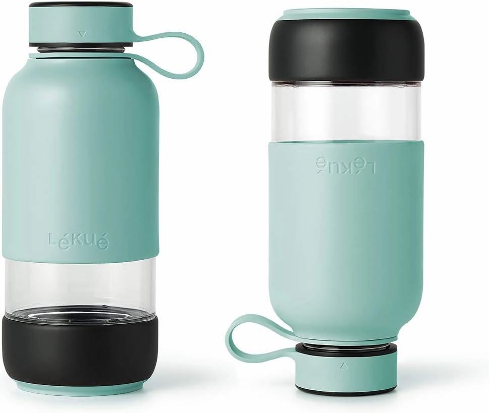 Lekue Bottle To Go reusable water bottle, 20 ounce, Turquoise