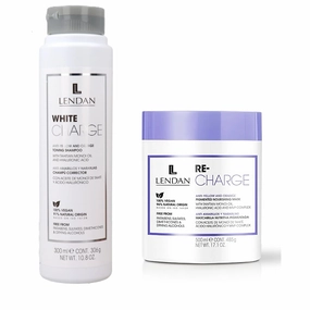 Lendan Anti-Yellow & Orange Kit, White Charge Shampoo 300ml   Re-Charge Mask 500ml