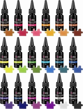 LET'S RESIN UV Resin,18 Dark Colored UV Resin, Odorless & Low Shrinkage UV Color Resin with Vibrant Colors, Black and White UV Resin Kit for Crafts, Jewelry Making, Colored Resin Casting and Coating