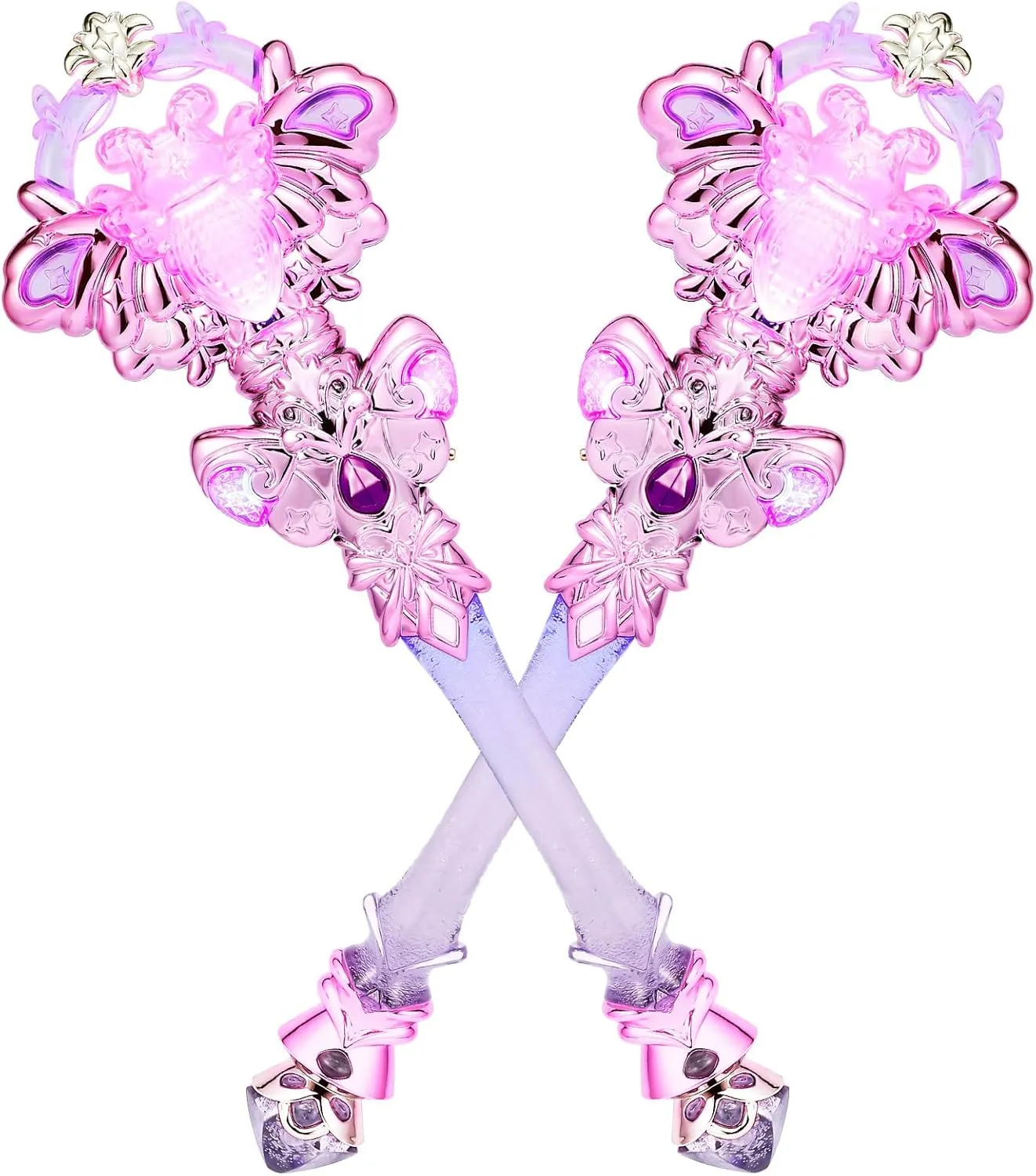 Light Up Princess Magic Wand with Music Rechargeable Fairy Toy Butterfly Wands for Kids Girls Party Favors, 2PCS, Purple