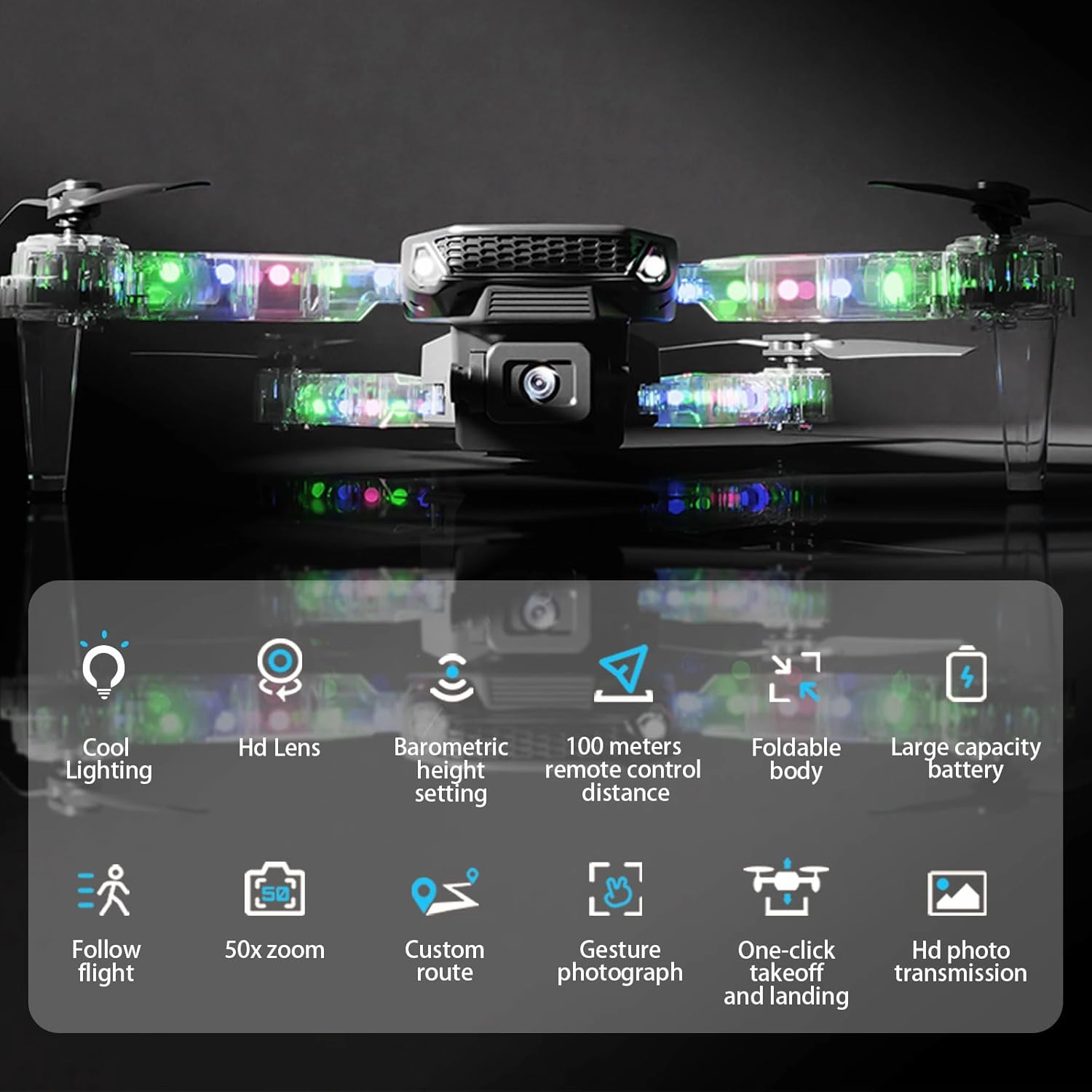 Light up Drone with Camera 1080P for Kids Foldable Mini Drone for Kids Adults Beginners Boys Toys Auto Return One Key Take Off Gifts for Boys