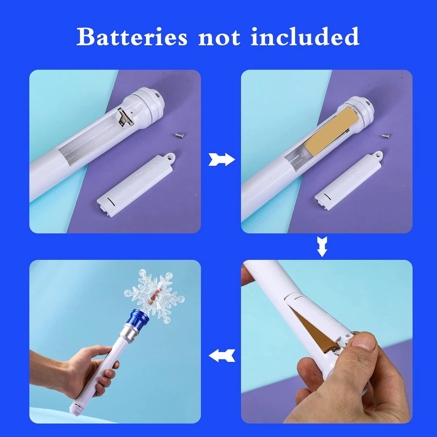 Light Up Frozen Snowflake Wand- Snowflake Spinning Wands,Magic Wand Rotating Toy for Girls and Boys, Magic Princess Sensory Toys,Christmas & Birthday Gift (Blue2PC)