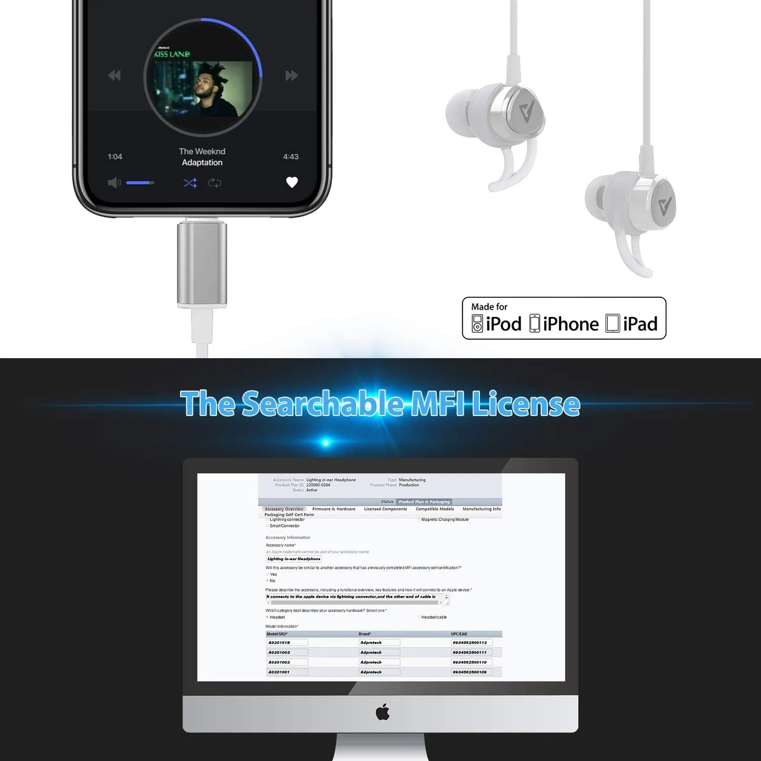 Lightning Headphones Earphones Magnetic Earbuds in-Ear MFi Certified with Microphone Controller for Sports Workout Compatible with iPhone 14/13/12/11/Pro Max/Xr/Xs Max/X White
