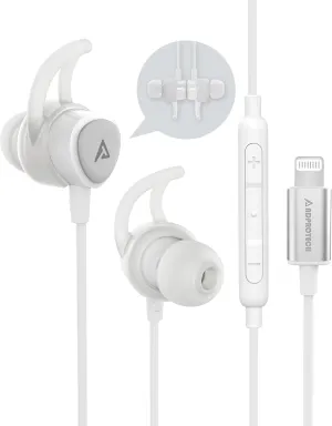 Lightning Headphones Earphones Magnetic Earbuds in-Ear MFi Certified with Microphone Controller for Sports Workout Compatible with iPhone 14/13/12/11/Pro Max/Xr/Xs Max/X White