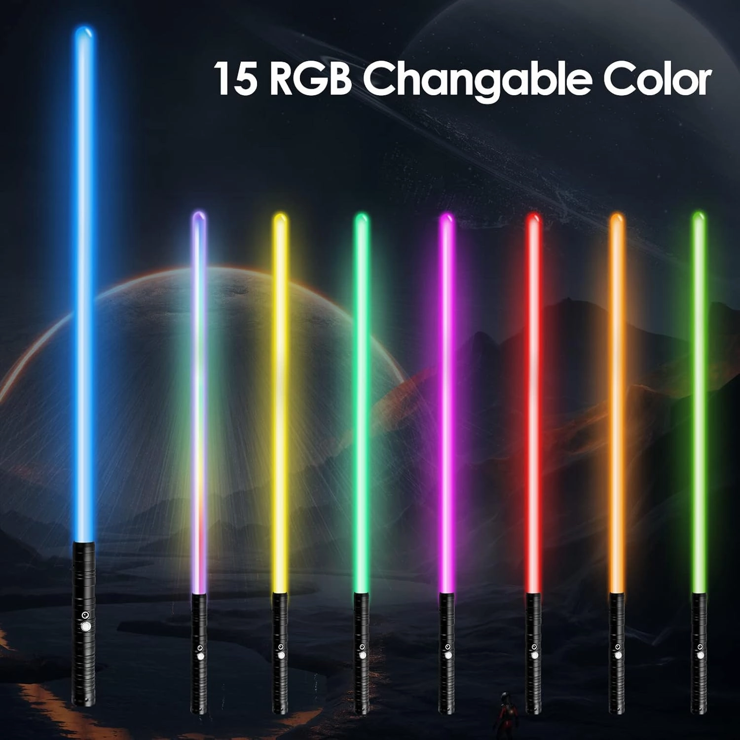 Lightsaber RGB15 Colors Metal Hilt 3 Sound Modes Rechargeable Force FX Heavy Dueling Light Saber Swords Set Cosplay Children Adults