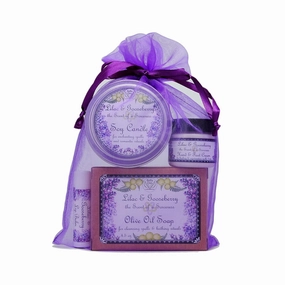 Lilac & Gooseberry Gift Bag | Soy Candle Tin, Lip Balm, Soap and Cream | Yennefer Scent of a Sorceress by Bella Des Natural Beauty
