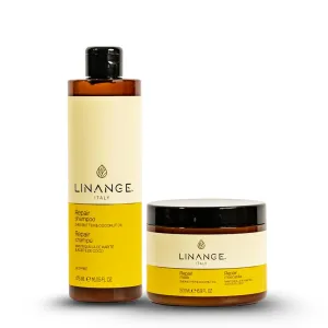 Linange Repair Shampoo and Mask Home Kit | Deep Nourishment with Shea Butter & Coconut Oil | Restores Strength, Shine & Manageability for Damaged & Treated Hair