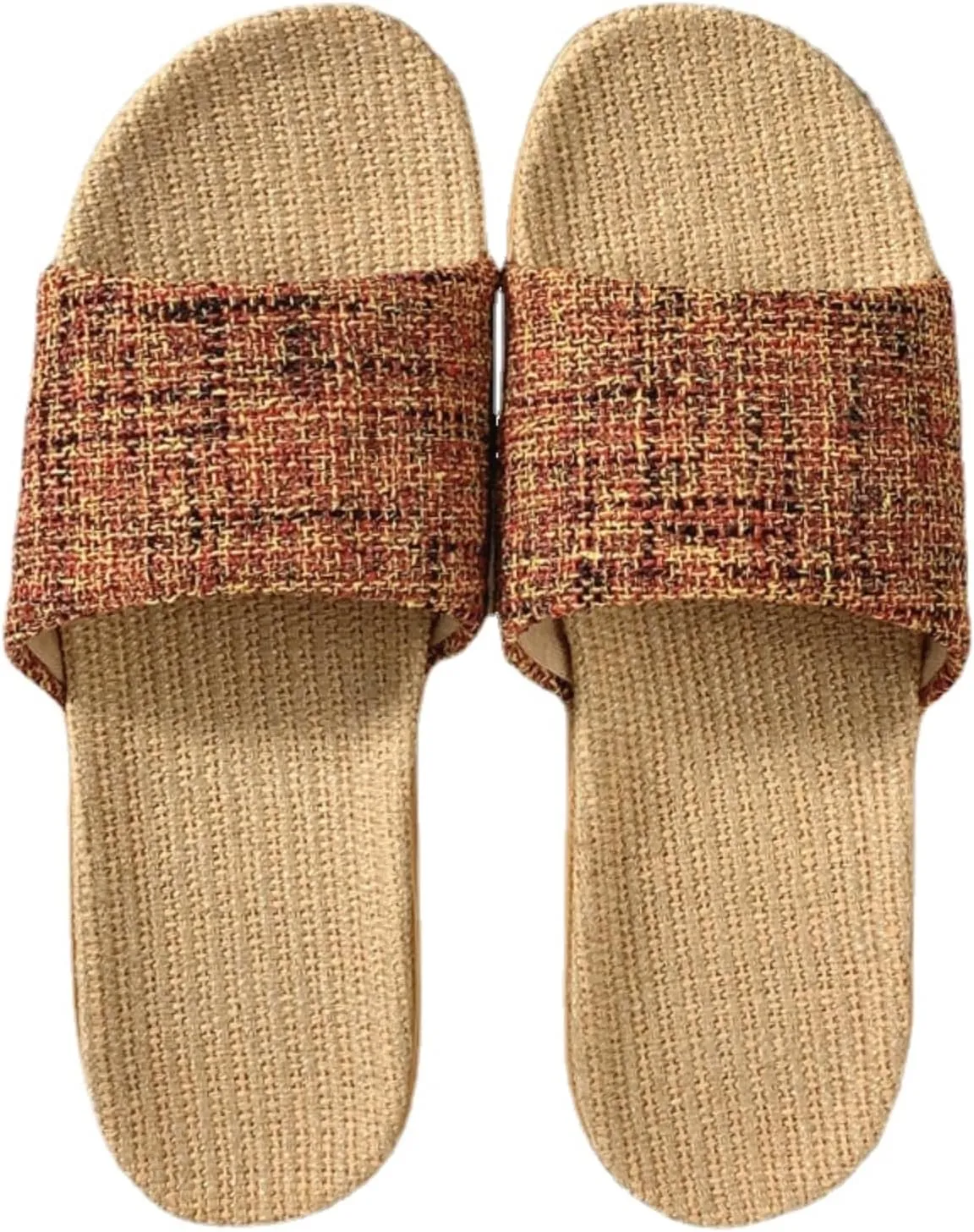 Linen Slippers for Women Men Summer Home Slippers Indoor Soft Sole Anti-Slip and Wear-Resistant Couple Slippers Open Toe Breathable House Shoes
