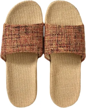 Linen Slippers for Women Men Summer Home Slippers Indoor Soft Sole Anti-Slip and Wear-Resistant Couple Slippers Open Toe Breathable House Shoes